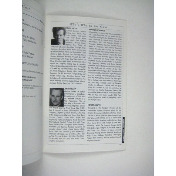 Almost Holy Picture Stagebill 2002 Opening Night Kevin Bacon John Dossett - Picture 5 of 10